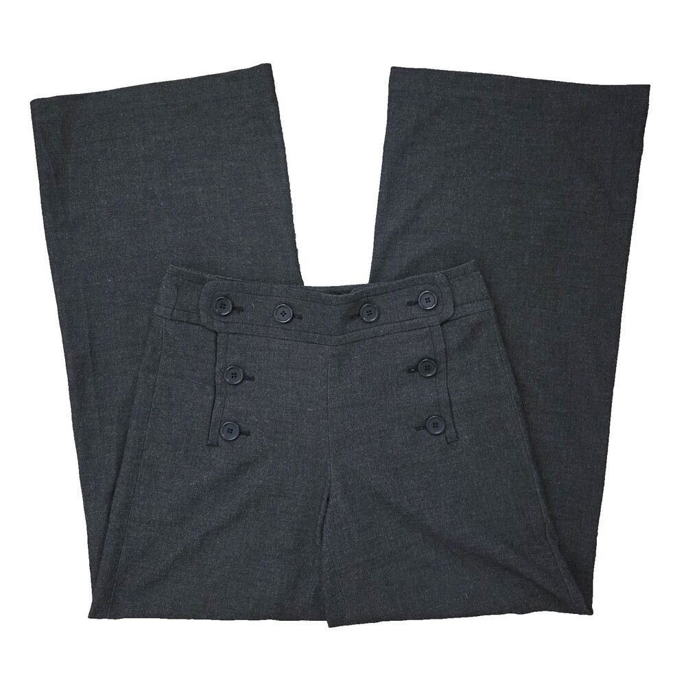 NWT Max Studio Women's Wide Leg Pants Size 2 Gray Sailor Mid Rise MSRP $118